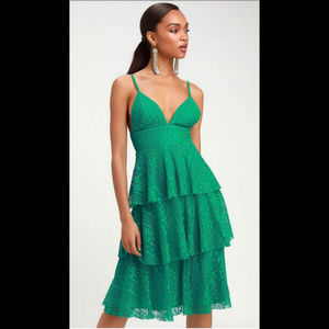 NWT Endless Romance Lace Ruffled Midi Dress